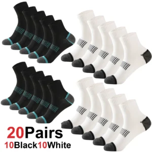 Skarpetki męskie bawełniane sportowe, zestaw rozmiar 38-45 20pairs 10bla10whi