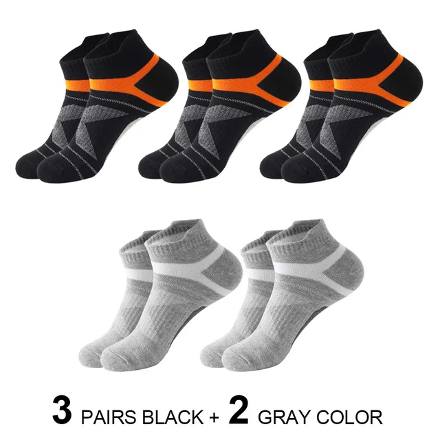 Skarpetki męskie sportowe stopki - zestaw 3/5 par 3black 2grey