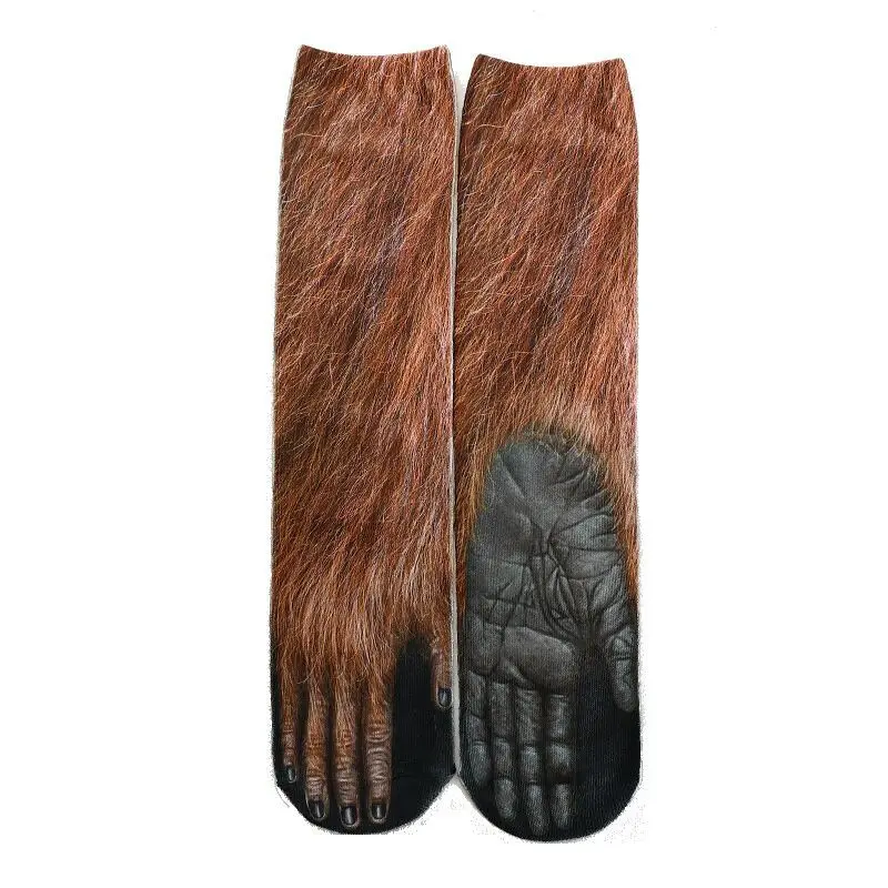 Skarpetki z nadrukiem kota i orła 3D — unisex, na prezent Khaki