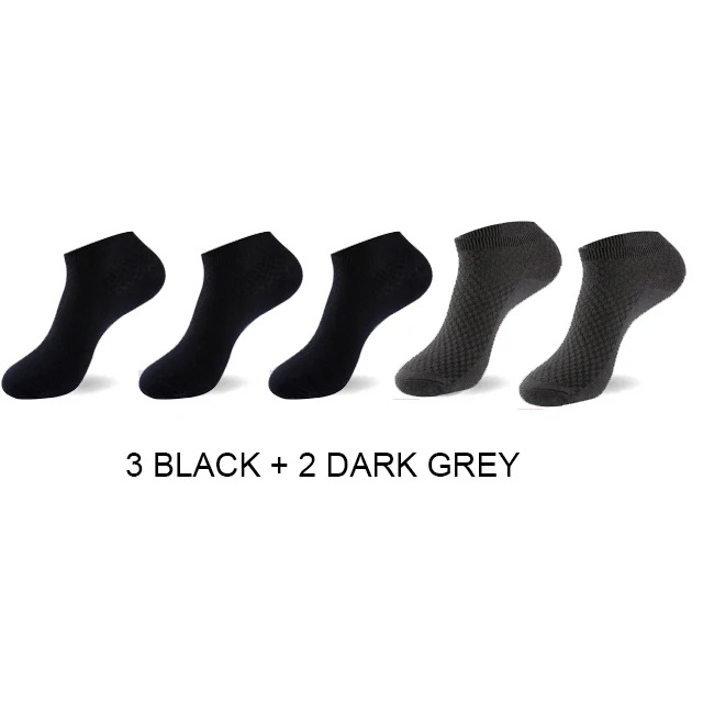 Skarpetki stopki bambusowe męskie 5 par – oddychające 3black 2darkgrey