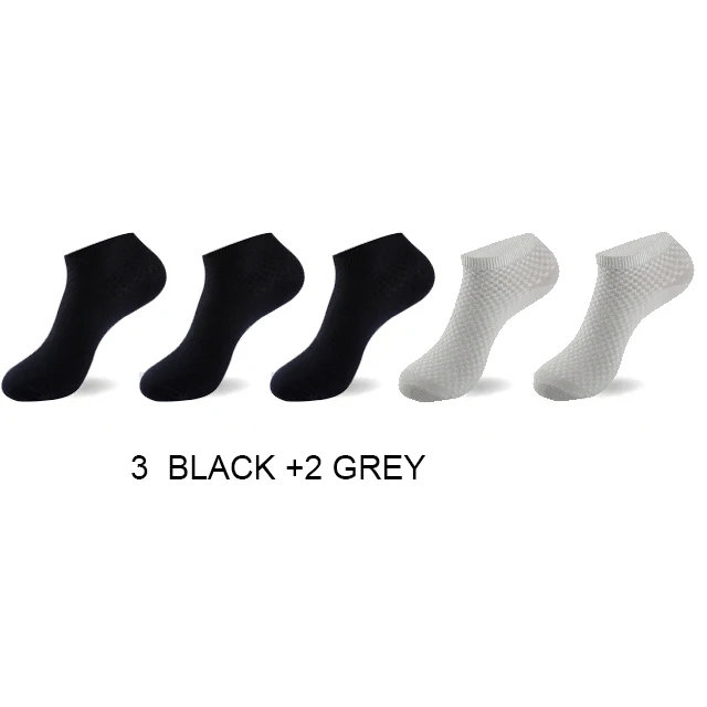 Skarpetki stopki bambusowe męskie 5 par – oddychające 3black 2grey