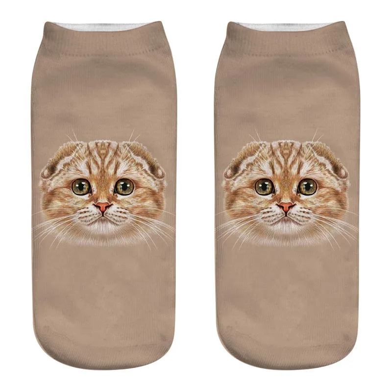 Skarpetki z kotem 3D unisex — kolorowe, zabawne wzory Biały
