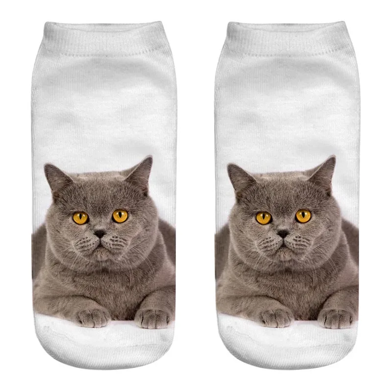 Skarpetki z kotem 3D unisex — kolorowe, zabawne wzory Pomarańczowy
