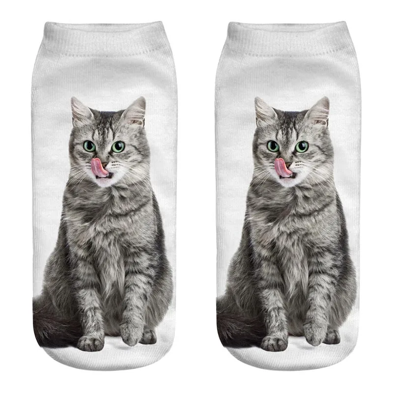 Skarpetki z kotem 3D unisex — kolorowe, zabawne wzory Różowy