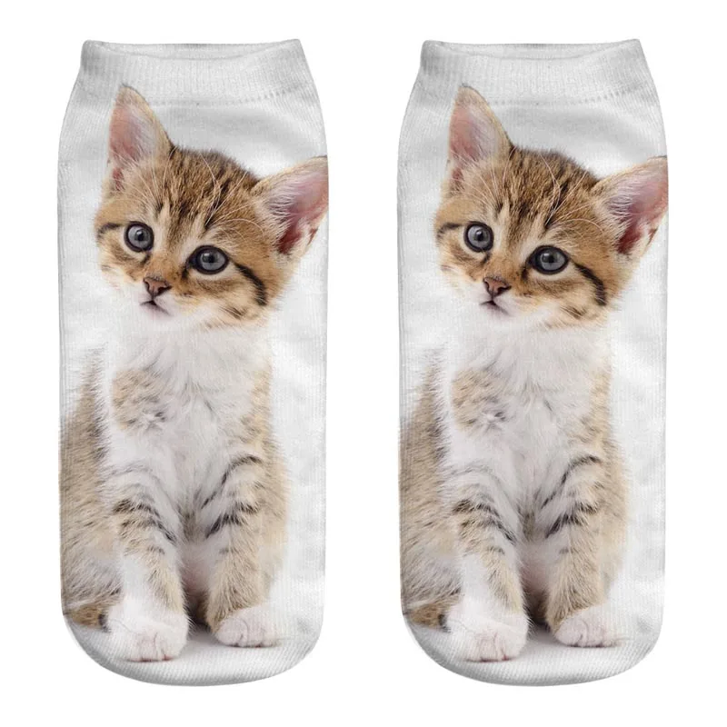 Skarpetki z kotem 3D unisex — kolorowe, zabawne wzory Zielony