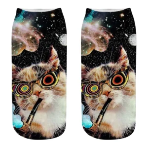 Skarpetki z kotem 3D unisex — kolorowe, zabawne wzory żółty