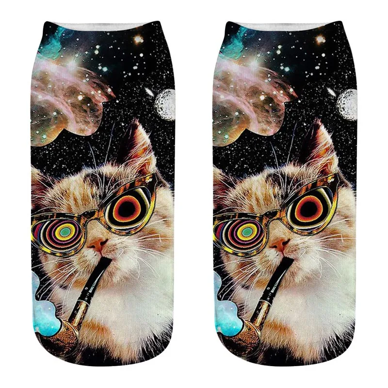 Skarpetki z kotem 3D unisex — kolorowe, zabawne wzory żółty