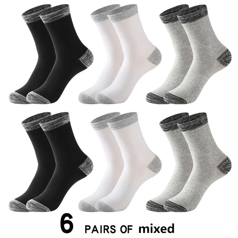 Skarpety sportowe bawełniane wysokie 6 par 2gray2white2black