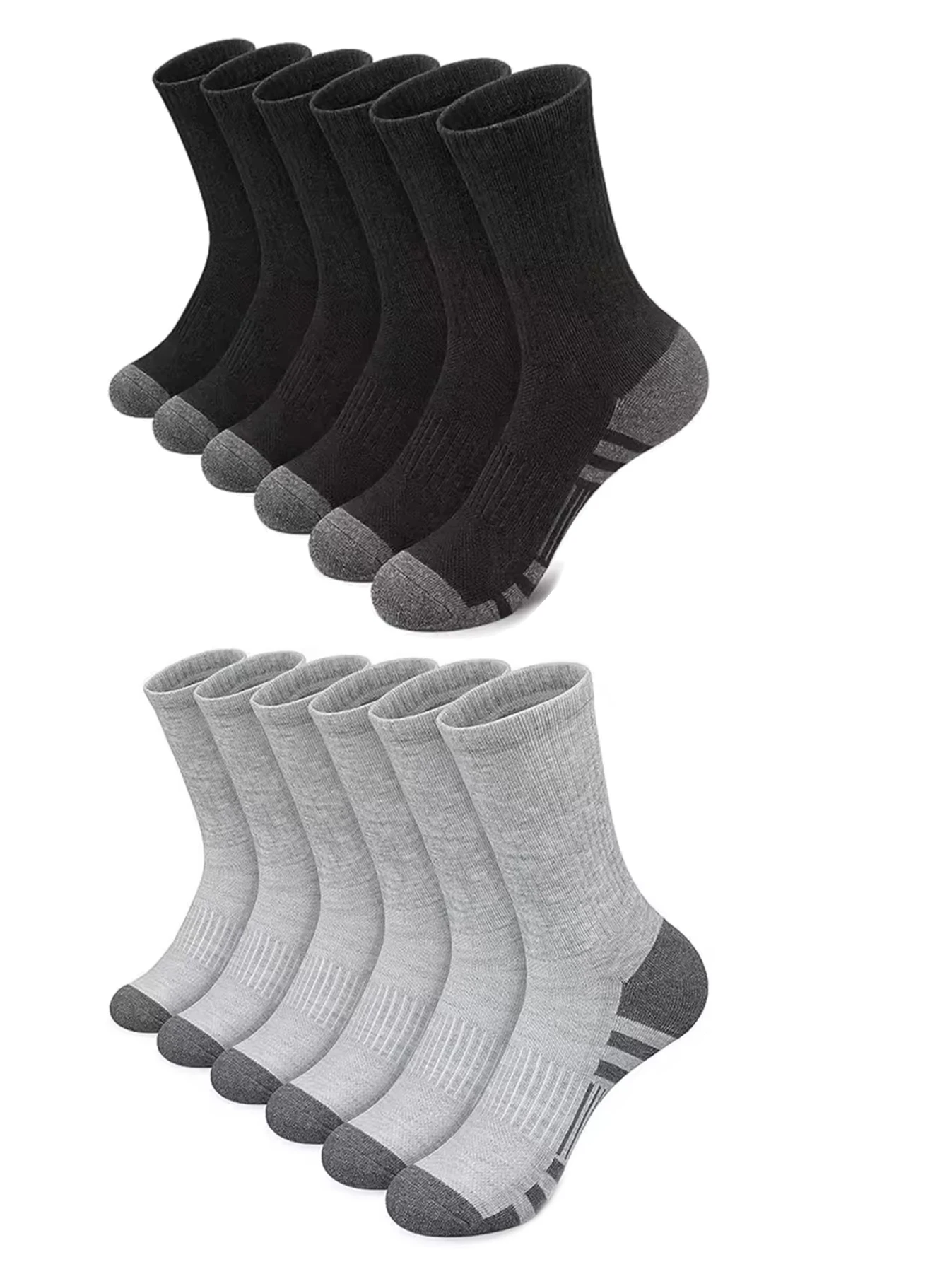 Skarpety sportowe męskie zestaw wielopak antypoślizgowe 12pairs 6black6gray
