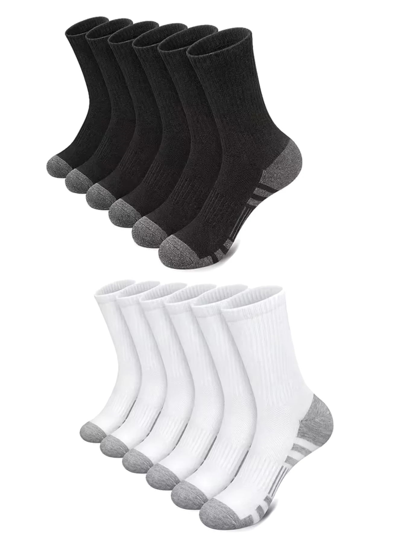 Skarpety sportowe męskie zestaw wielopak antypoślizgowe 12pairs 6black6white