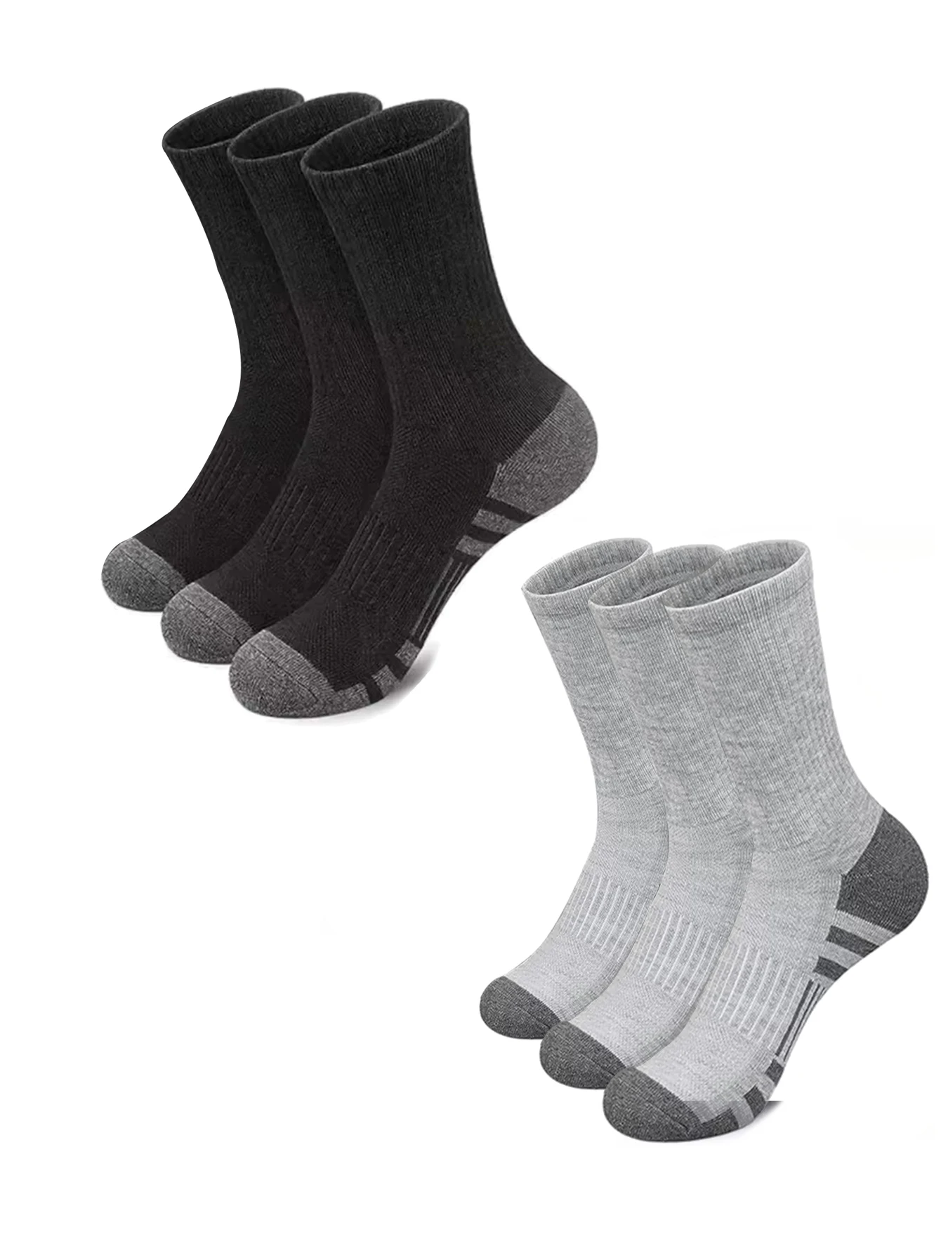 Skarpety sportowe męskie zestaw wielopak antypoślizgowe 6pairs 3black3gray