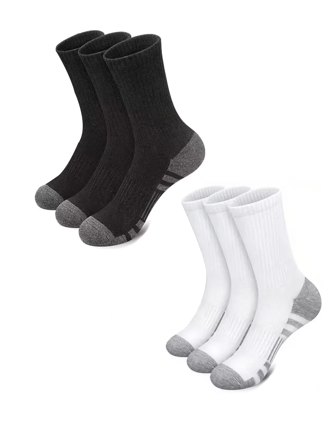 Skarpety sportowe męskie zestaw wielopak antypoślizgowe 6pairs 3black3white