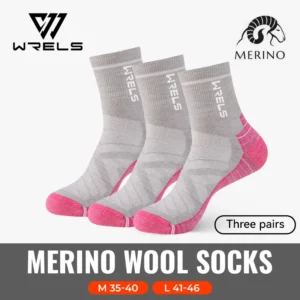 Skarpety z wełny merino termiczne na zimę i trekking Różowy