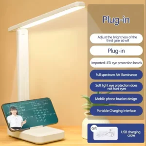 Składana lampka biurkowa LED USB z regulacją jasności do biura Biały