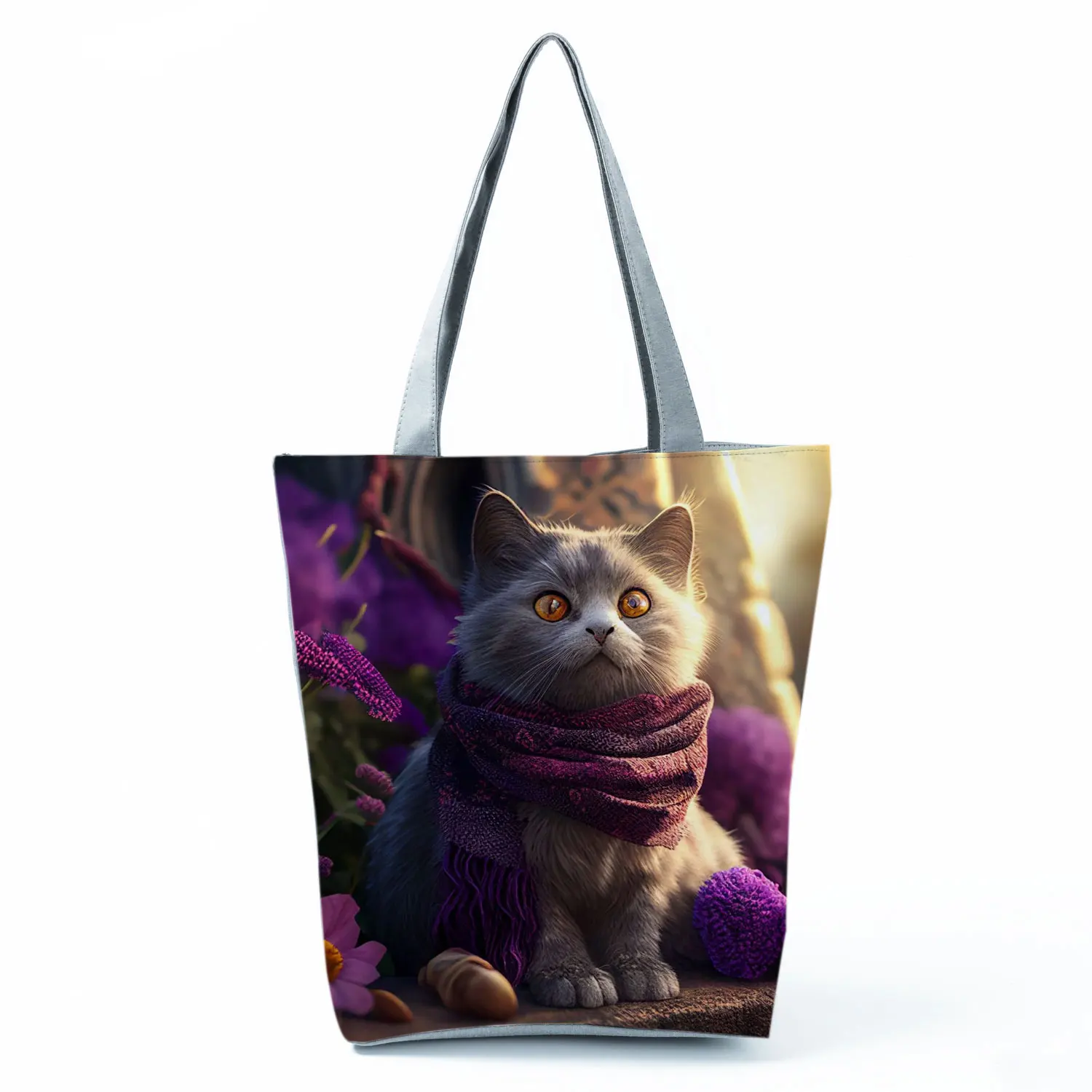 Składana torba na zakupy z kotem pojemna torba shopper Hl9555 cat tote