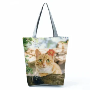 Składana torba na zakupy z kotem pojemna torba shopper Hl9563 cat tote