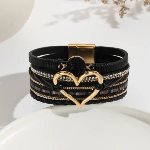 Wielowarstwowa skórzana bransoletka z krzyżem Leather bracelet 14