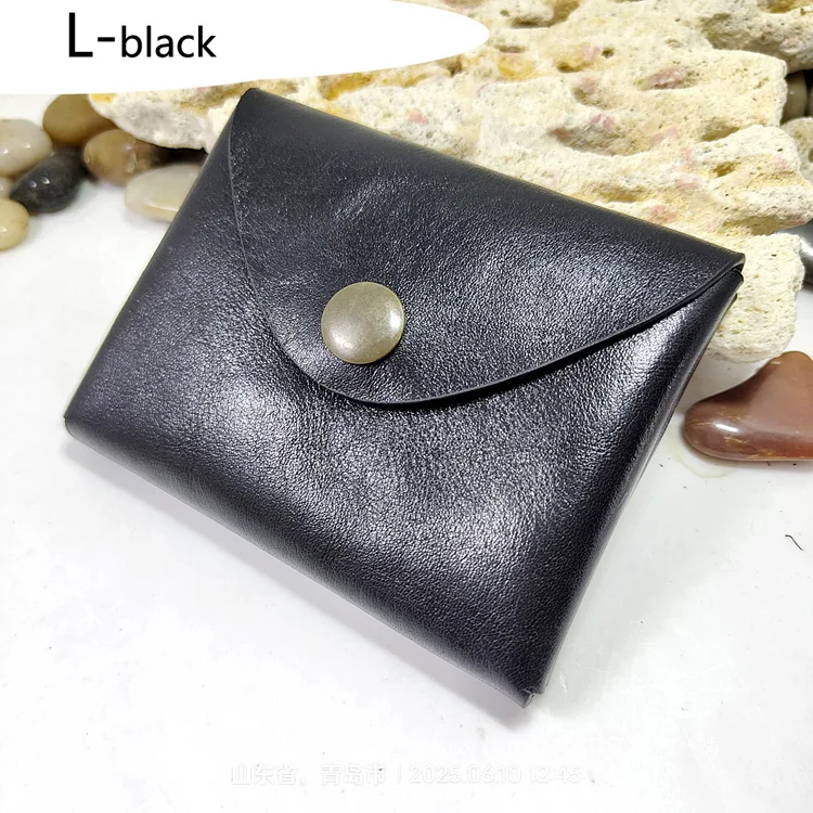 Skórzana saszetka na pasek - etui na klucze i dokumenty L black(ykk button)
