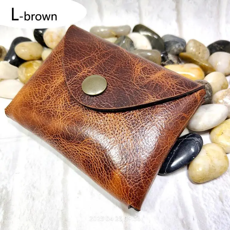Skórzana saszetka na pasek - etui na klucze i dokumenty L brown(ykk button)