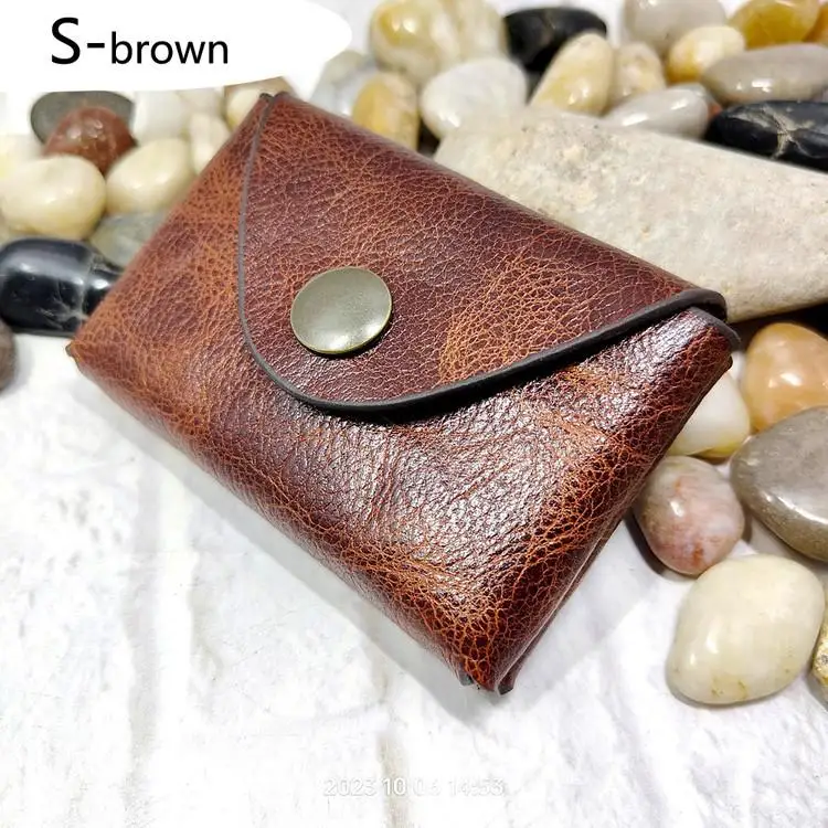 Skórzana saszetka na pasek - etui na klucze i dokumenty S brown(ykk button)