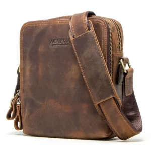 Skórzana torba męska crossbody Contact's Kawowy