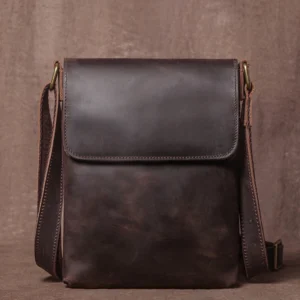 Skórzana torba męska na ramię crossbody ze skóry naturalnej Brązowy