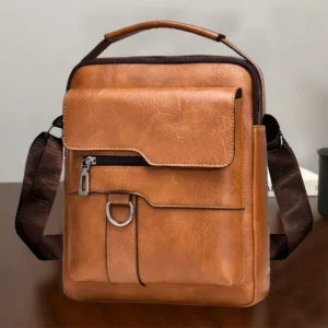 Skórzana torba męska na ramię w stylu vintage Brązowy