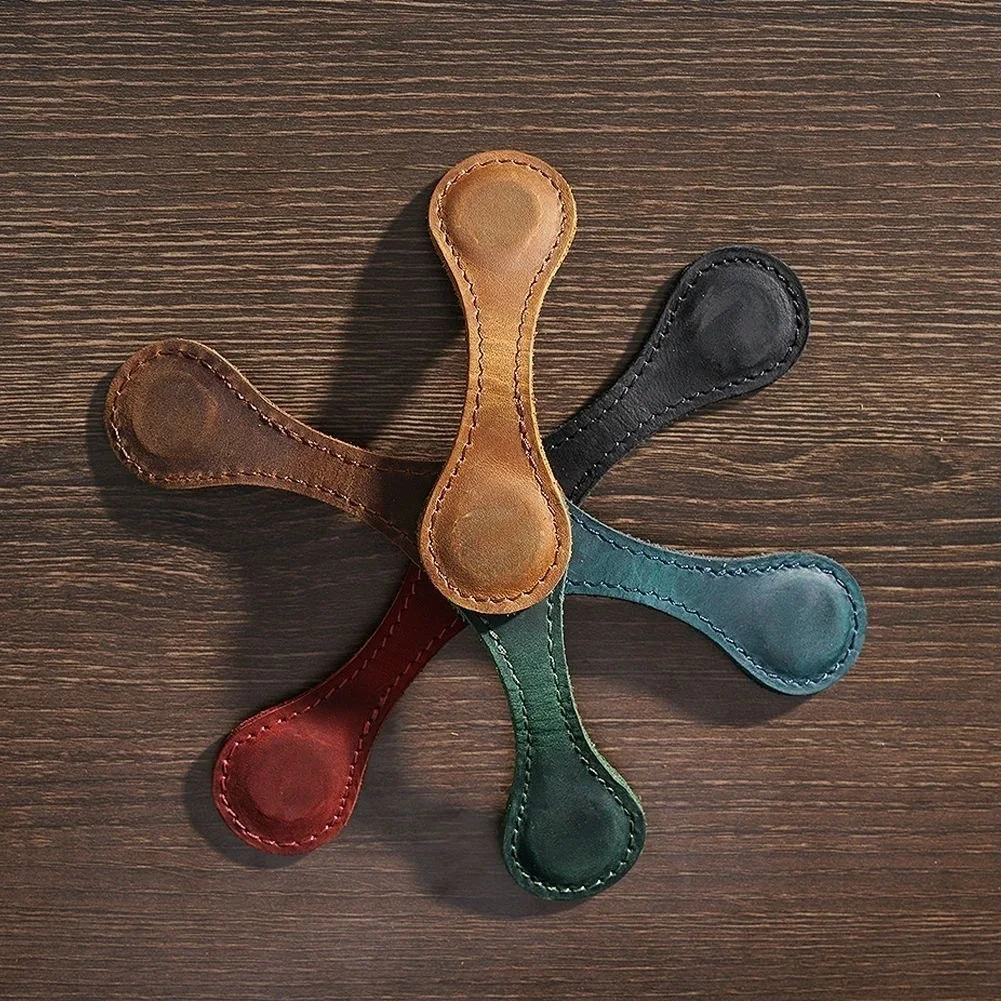 Skórzana zakładka do książki z magnetycznym zapięciem w stylu vintage Fioletowy