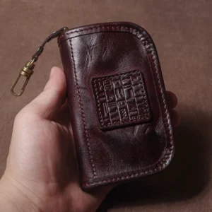 Skórzane etui na kluczyki samochodowe i karty Kawowy