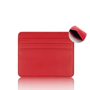 Skórzane etui na karty i dokumenty - cienki portfel unisex Czerwony