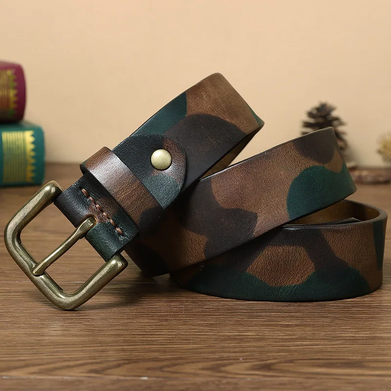 Skórzany pasek męski z klamrą na bolec – bydlęca skóra vintage Biały