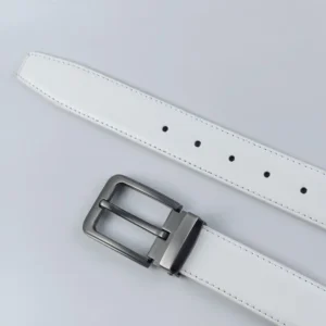 Skórzany pasek unisex w stylu koreańskim z metalową sprzączką Biały