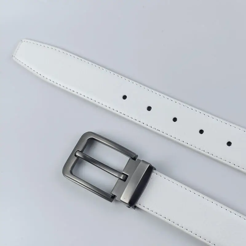 Skórzany pasek unisex w stylu koreańskim z metalową sprzączką Biały