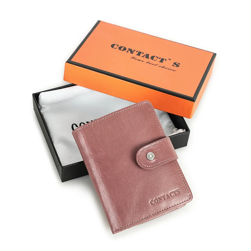 Skórzany portfel damski z ochroną RFID, mały, na karty Blossom box