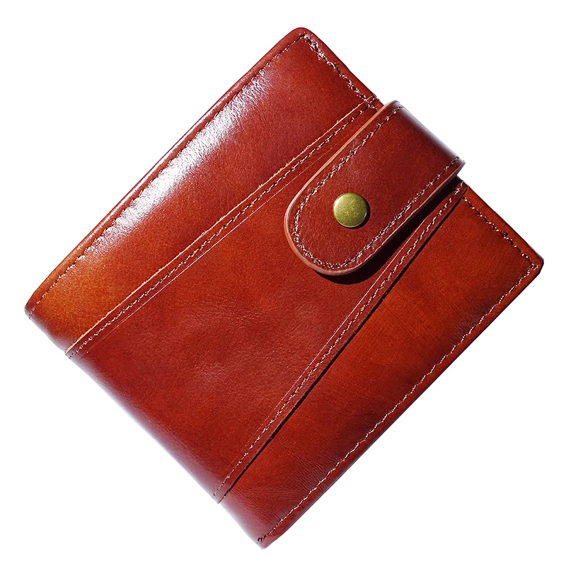 Skórzany portfel męski z ochroną RFID, pojemny etui na karty Czerwony