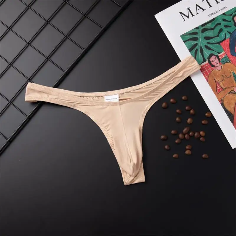 Slipy męskie bikini z nylonu w jednolitym kolorze Beżowy