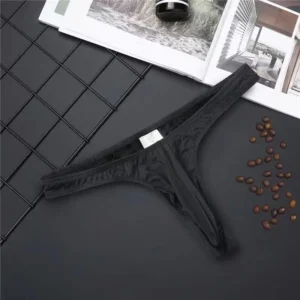 Slipy męskie bikini z nylonu w jednolitym kolorze Czarny