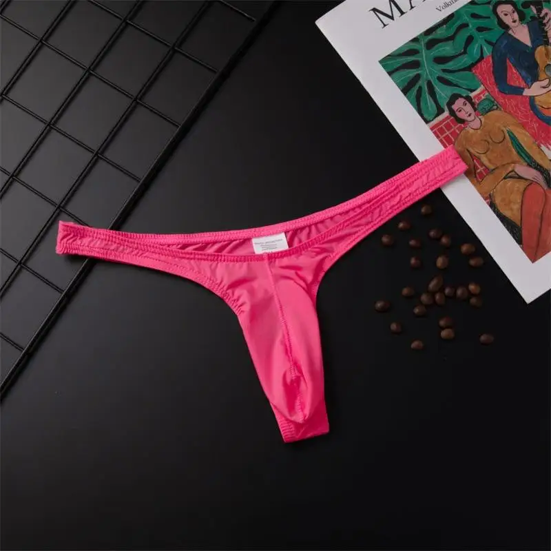 Slipy męskie bikini z nylonu w jednolitym kolorze Różowy