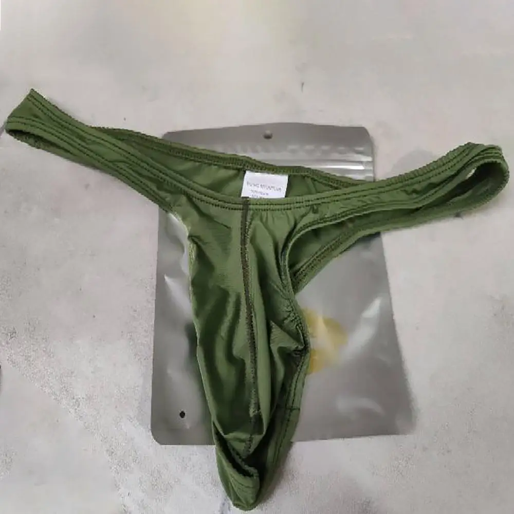 Slipy męskie bikini z nylonu w jednolitym kolorze Zielony