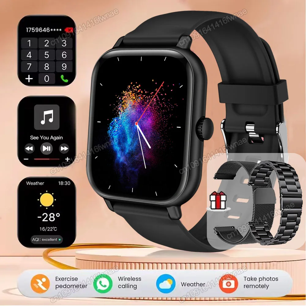 Smartwatch 2,01 cala z wyświetlaczem HD i połączeniami Bluetooth Czarna stal mediolańska