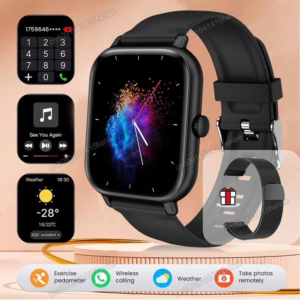 Smartwatch 2,01 cala z wyświetlaczem HD i połączeniami Bluetooth Czarny milan