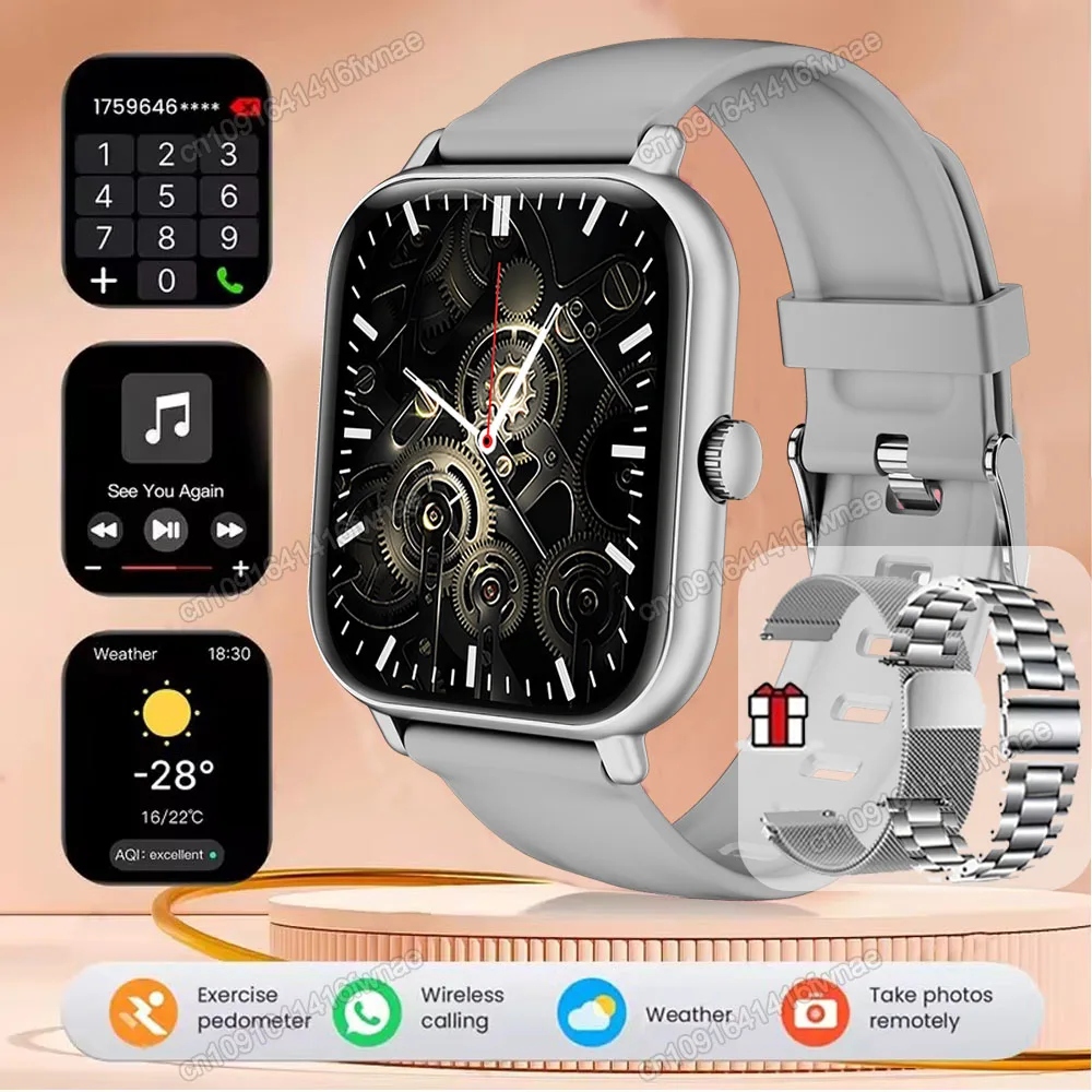 Smartwatch 2,01 cala z wyświetlaczem HD i połączeniami Bluetooth Srebrna stal milan