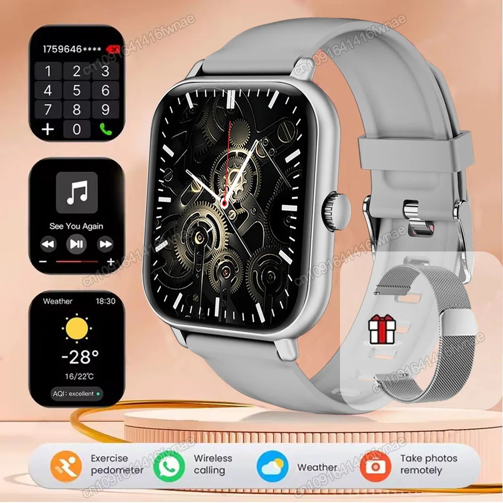 Smartwatch 2,01 cala z wyświetlaczem HD i połączeniami Bluetooth Srebrny mediolan