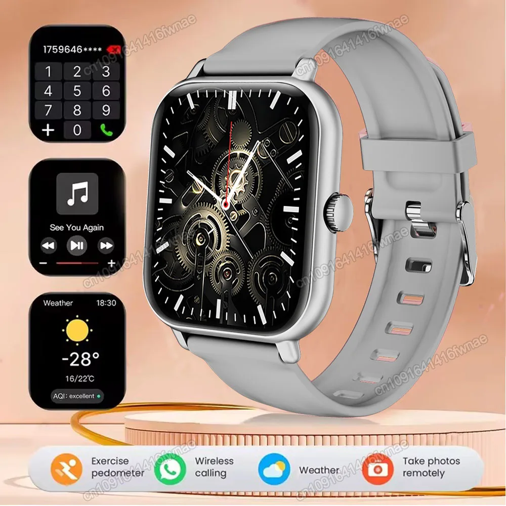 Smartwatch 2,01 cala z wyświetlaczem HD i połączeniami Bluetooth Srebro