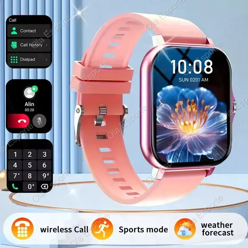 Smartwatch z bezramkowym ekranem 2.01 i pomiarem tlenu we krwi Różowy