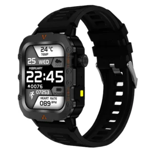 Smartwatch z funkcją połączeń Bluetooth, latarką i monitorem aktywności Czarny