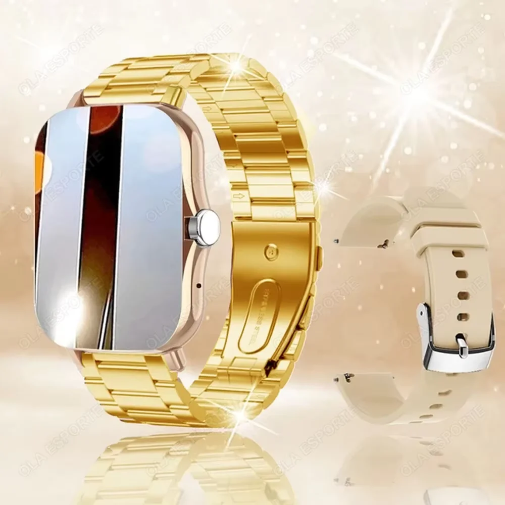 Smartwatch 2026 z funkcją połączeń Bluetooth i pomiarem zdrowia Gold20szstrap
