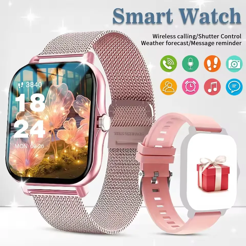 Smartwatch 2026 z funkcją połączeń Bluetooth i pomiarem zdrowia Pink20milan