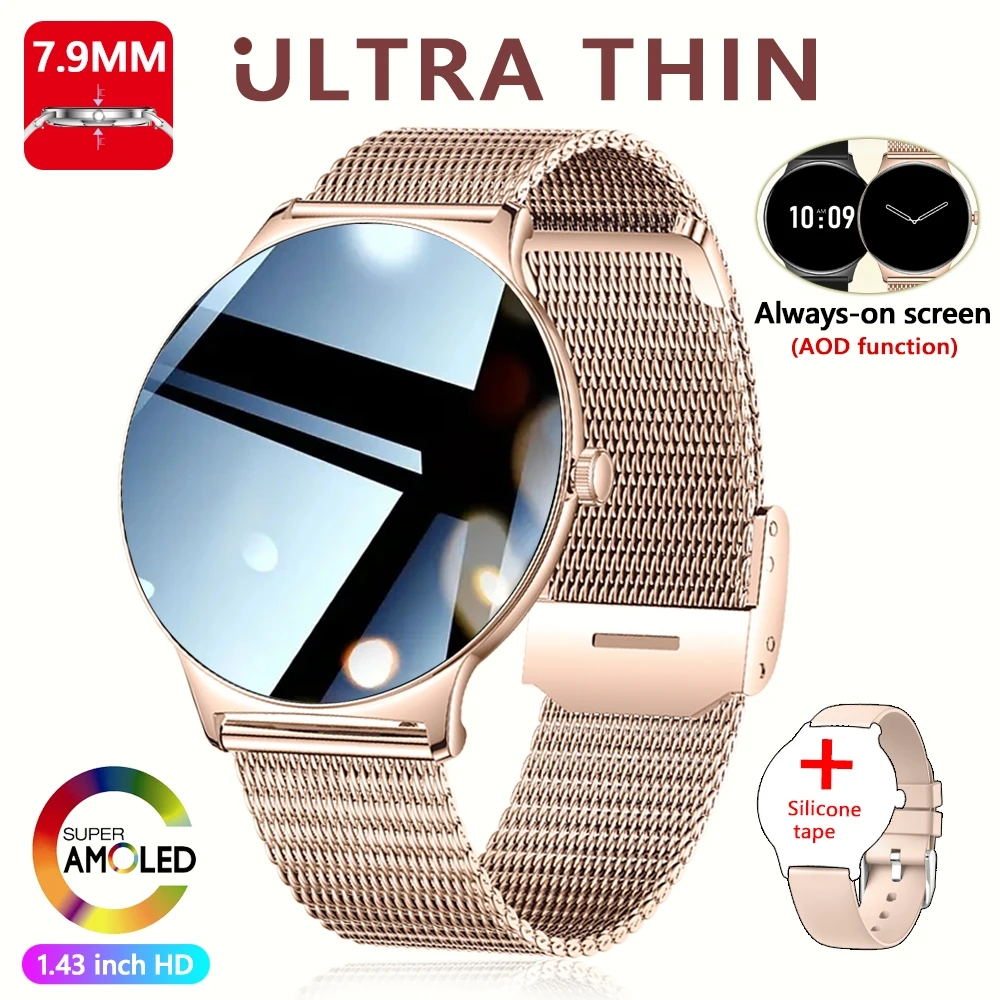 Smartwatch damski ChiBear ultracienki z ekranem AMOLED i Bluetooth Różowy