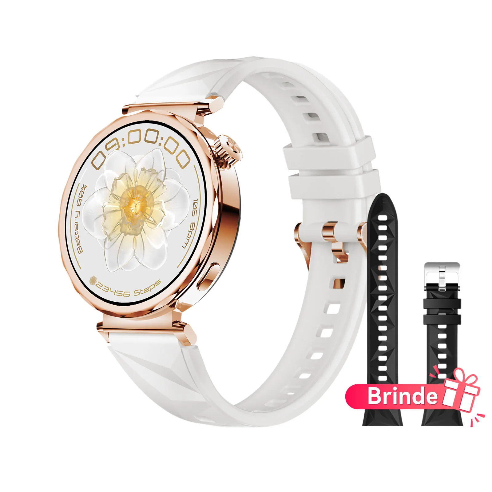 Smartwatch damski AURAIF Ella 4 z ekranem AMOLED i Bluetooth Różowe złoto
